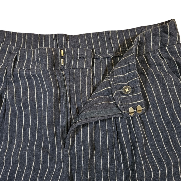 A New Day Pleated Front Pin Stripped Linen Blend Shorts, Navy/Cream, 12 - Picture 2 of 10